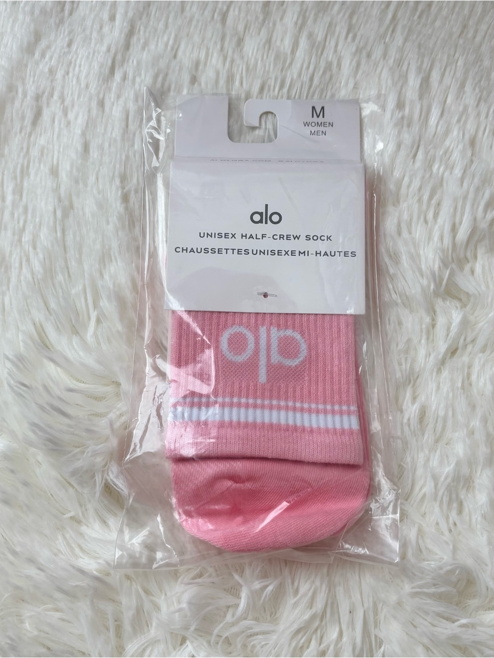 ALO Yoga Pink Half-Crew Athletic Socks with White Logo